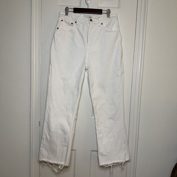 ABERCROMBIE Ultra High Rise Kick Flare Crop Jeans in White Denim Size 28 / 6 - Picture 2 of 8